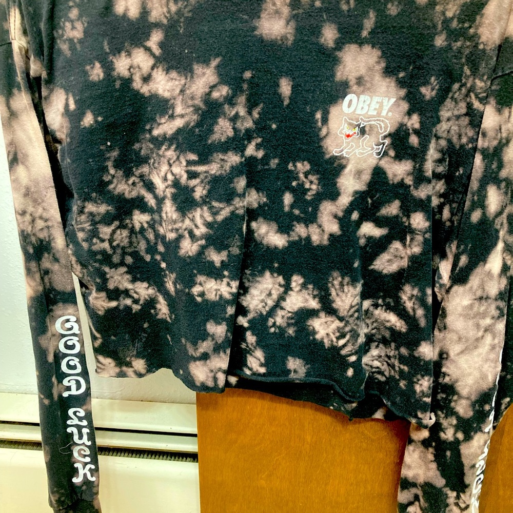 Obey Crop Top. Long sleeve. Inside out tie dye